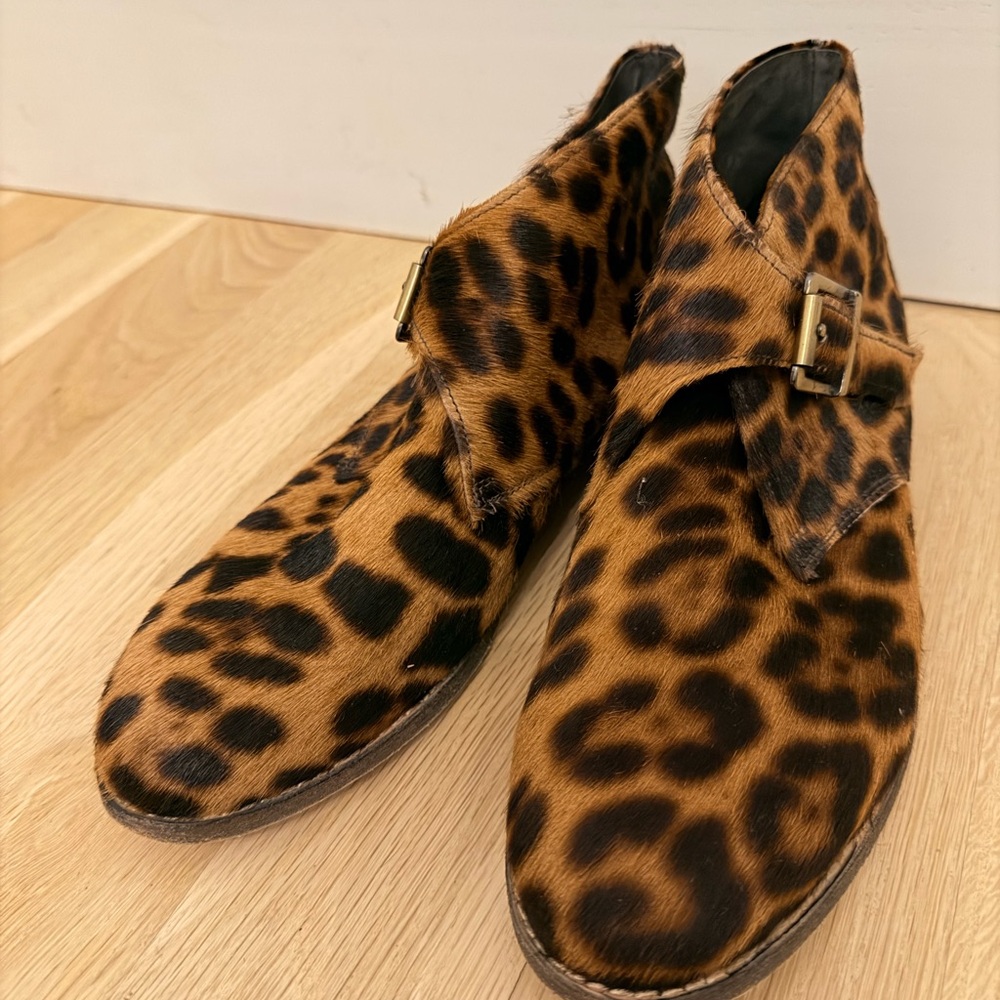 Johnston & Murphy Leopard Print Leather Ankle Boots size 8.5 Women’s - Picture 2 of 10
